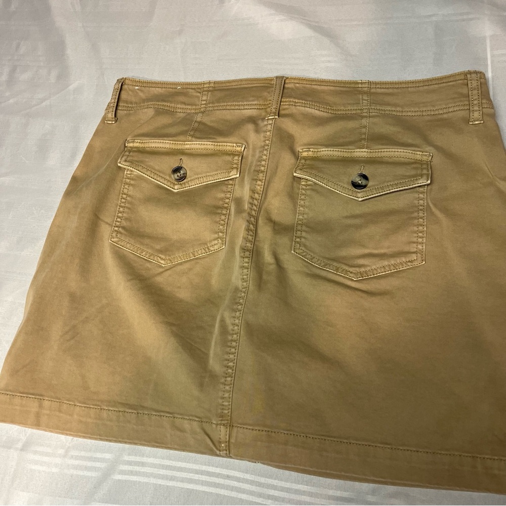 Liverpool Khaki/Tan Mini Skirt with Front Patch Pockets - Picture 3 of 11
